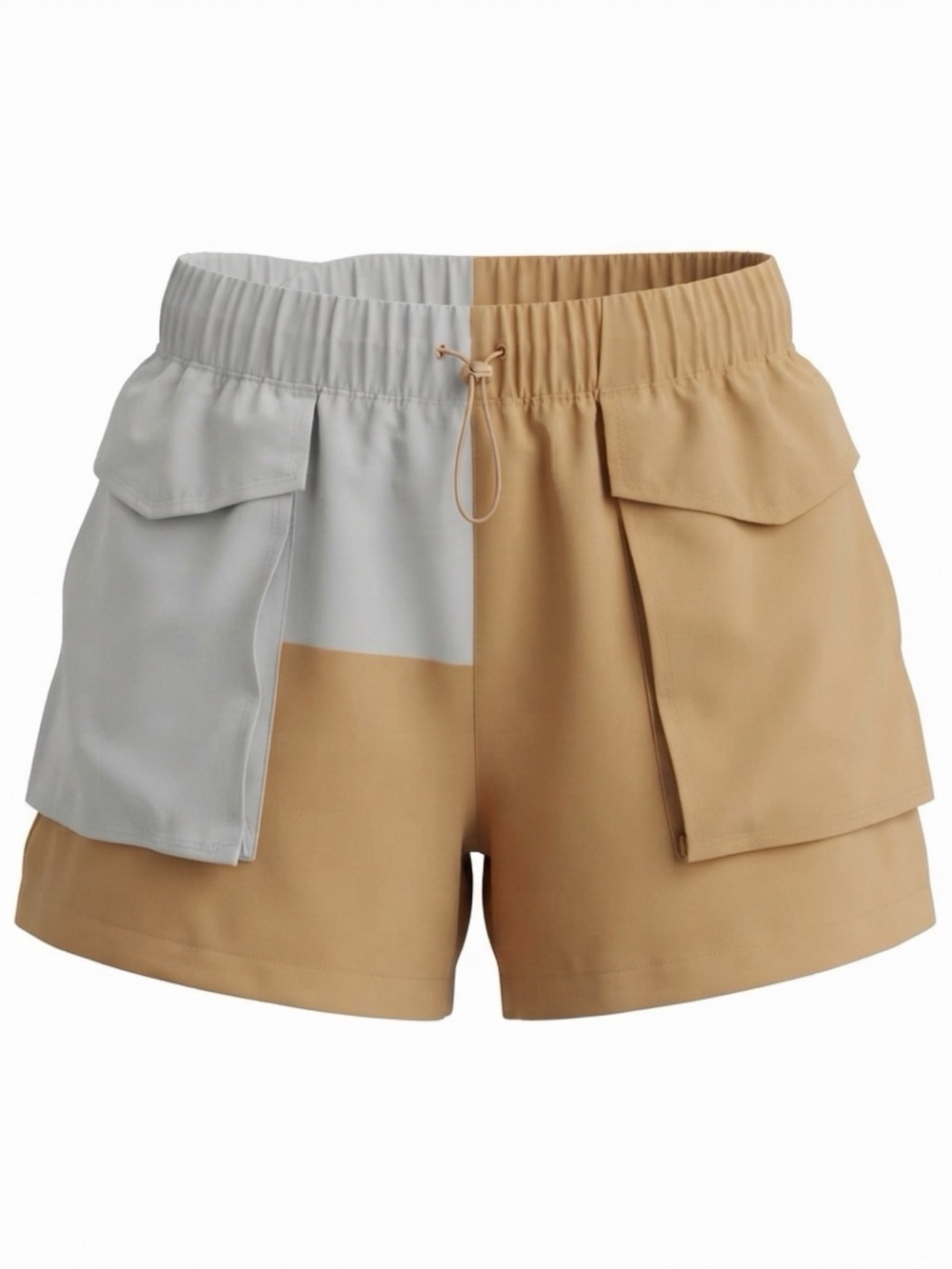 Fabletics Drawstring Jogger Shorts in Tan and Light Blue NWOT Size XL
